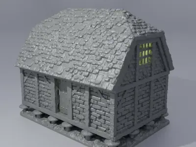 Medieval Granary Tabletop Terrain 28 MM 3D print model