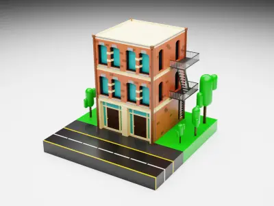 Low Poly Building 01 Low-poly 3D model