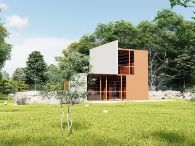 Forest villa-Casa Scene-Modern Villa 3D model