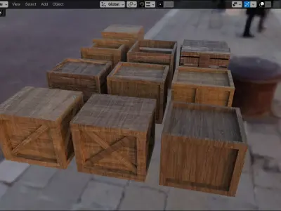 Props Wooden Crate - Kit 005 Low-poly 3D model