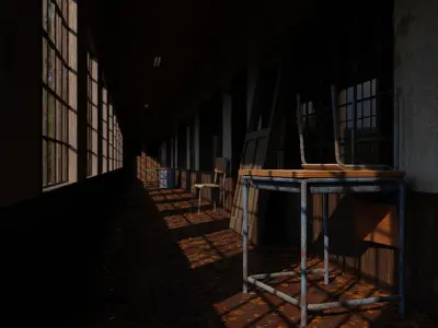 Abandoned School Hallway 3D model