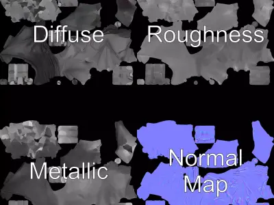 Futuristic Black Glove with Symbol Model Pack Low-poly 3D model