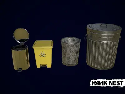 Trash Bin Collection Low-poly 3D model