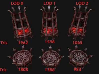 Medieval Prison Lighting Set Low-poly 3D model