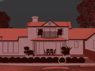 Modern Suburban House Facade 3D model