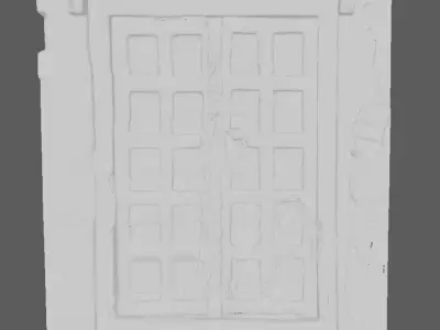 Ancient wooden door in the streets during Medieval 3D model