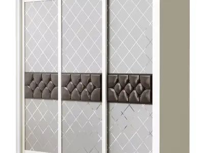 Wardrobe 3d model sliding with glass doors Low-poly 3D model