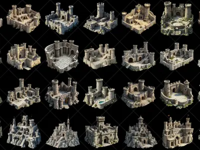 132 Transparent Fantasy Castle And Fort Game Asset Texture