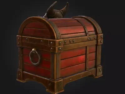 Demonic Skull Treasure Chest Low-poly 3D model
