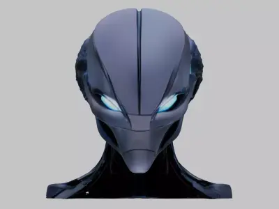 Fantasy Lowpoly Alien Head Bust Sculpt Figure Printable Low-poly 3D model