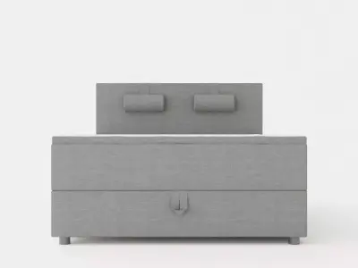 Edison Bed With Storage 140x200 Light Gray Low-poly 3D model