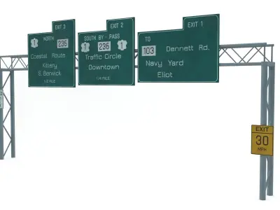 Highway Sign 07 Low-poly 3D model