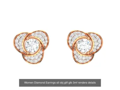 29 Women Diamond Earrings stl obj gltf glb 3mf renders details  3D Model Pack