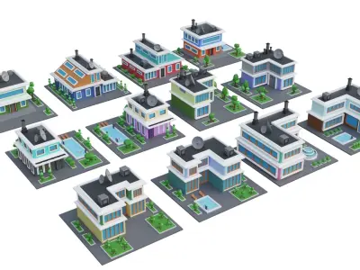 Low Poly House Pack Low-poly 3D model