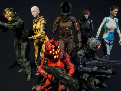 SciFi Unit Female Low-poly 3D model