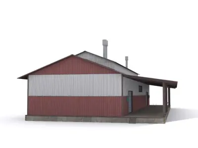 Warehouse house Low-poly 3D model