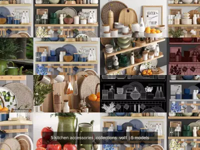 5 kitchen accessories  collections  vol1 3D Model Pack