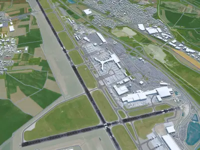 Euro Airport Basel 7km Low-poly 3D model