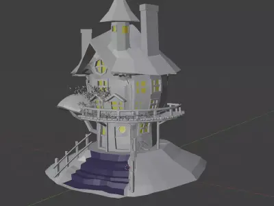 Low polygon mushroom house Low-poly 3D model