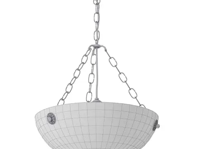 Early 20th Century Veins Alabaster Pendant Light Fixture 3D model