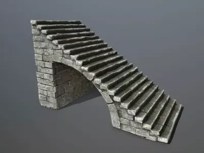 stairs stone staircase Low-poly 3D model