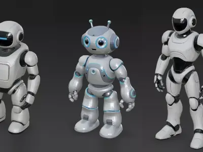 Humanoid Robots Pack Sci-Fi Futuristic 3D Models Low-poly 3D model