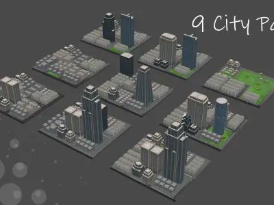 Fully Detailed City Low-poly 3D model
