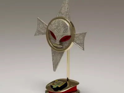 Mayan Alien Emblem Statuette 3D model