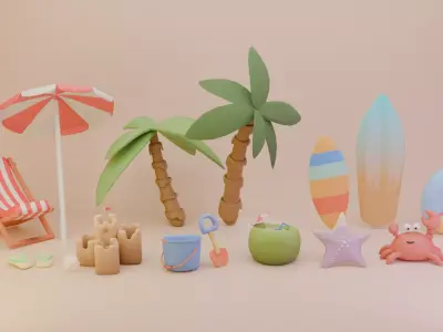 Beach cute pack 3D model