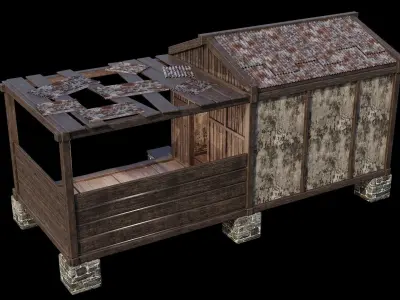 Medieval Houses 61- 4K Textures Game Ready Low-poly 3D model