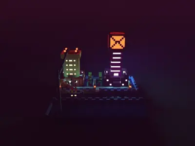 Neon City Low-poly 3D model
