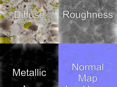 Jagged Moss-Covered Rock Terrain model pack Low-poly 3D model