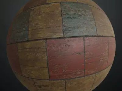 Vintage Painted Wood Planks PBR Seamless Texture