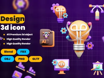 Design and Development 3d Illustration  Icon Pack 3D model