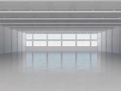Industrial Hangar Hall Interior 4 Low-poly 3D model