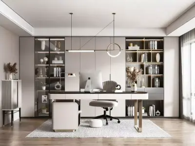 Modern Light Luxury Study Room 3D model