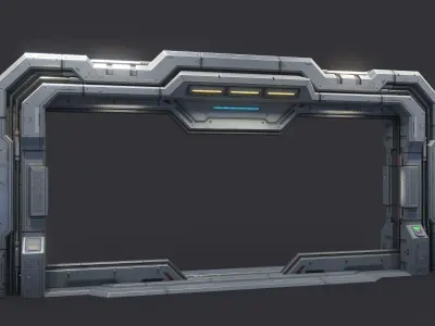 Sci-Fi Door Kit Vol 01-Type F-PBR Low-poly 3D model