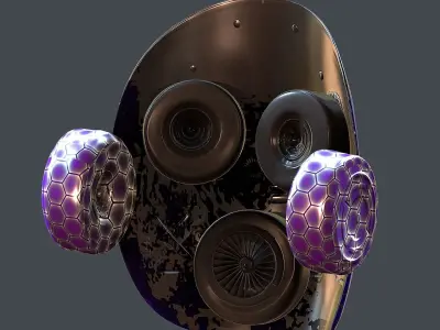 Gas mask helmet 3d model scifi Low-poly Low-poly 3D model 26