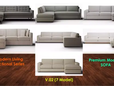 Modern Living Sectional Series - Premium Modular Sofa Pack v02
