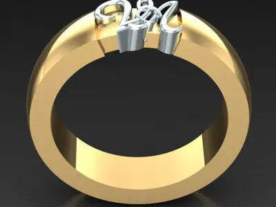 Light Gold Diamond Men Ring 2MR064 3D model