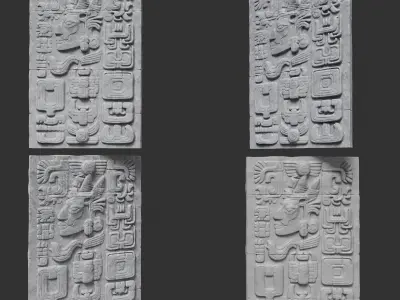 High poly Gray Mayan Temple Wall 230719 3D model