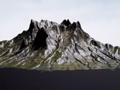 Highly detailed mountain environment asset Low-poly 3D model