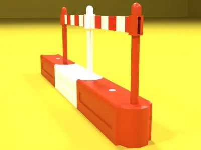 White and red plastic road barriers Low-poly 3D model