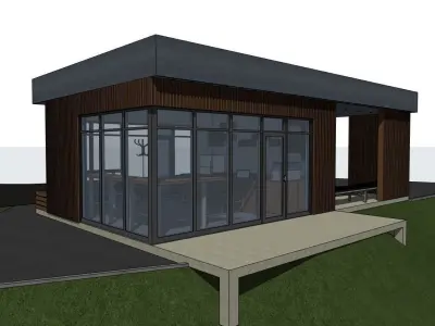 3D model of a bus stop with a cafe in 4 versions 3D model