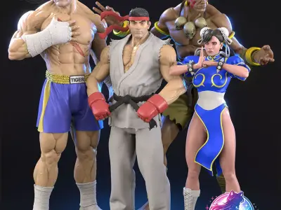 Collection Street Fighter Statues Figurines stl printable 3D print model
