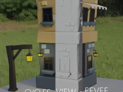 Cartoon building 3D model