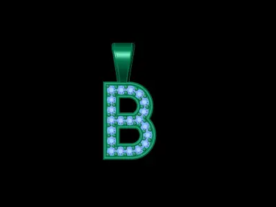 Pendant B letter with diamonds 3D print model