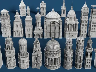 Building Towers Collection 2 - 20 pieces Low-poly 3D model