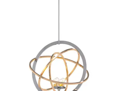 Ibis 4 circular pendant light in chrome and gold 3D model
