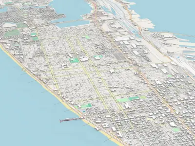 Cityscape Galveston Texas United States 3D model